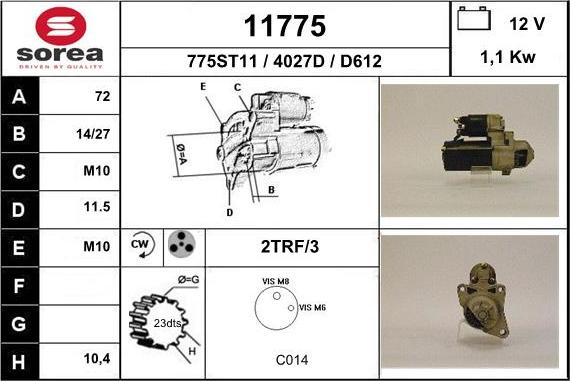 EAI 11775 - Motorino d'avviamento autozon.pro