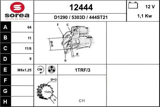 EAI 12444 - Motorino d'avviamento autozon.pro