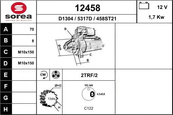 EAI 12458 - Motorino d'avviamento autozon.pro