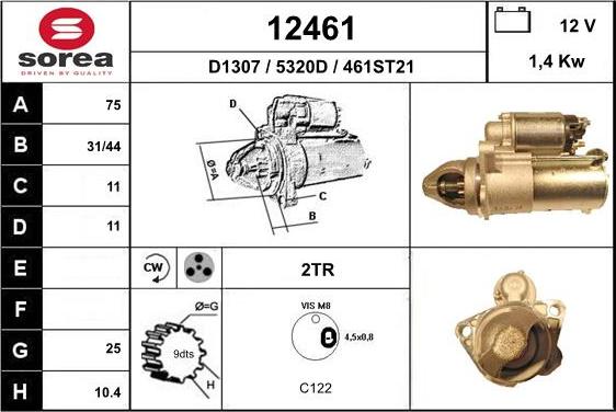 EAI 12461 - Motorino d'avviamento autozon.pro