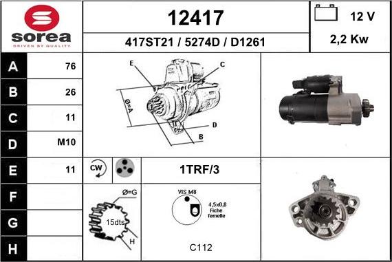 EAI 12417 - Motorino d'avviamento autozon.pro