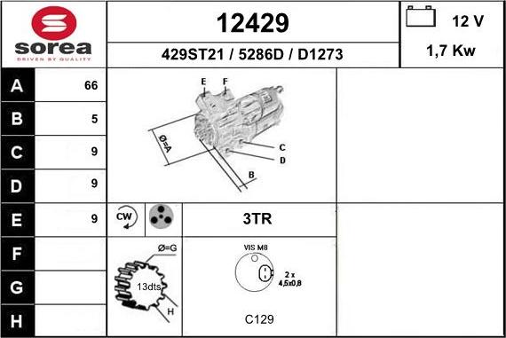 EAI 12429 - Motorino d'avviamento autozon.pro