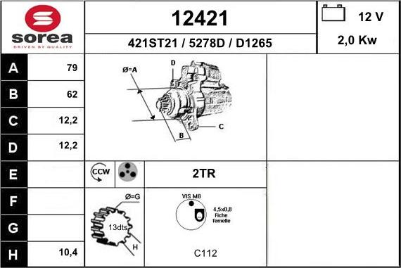 EAI 12421 - Motorino d'avviamento autozon.pro