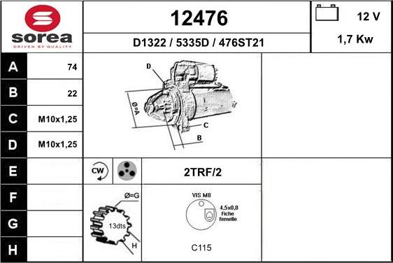 EAI 12476 - Motorino d'avviamento autozon.pro