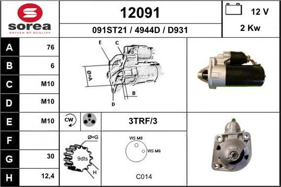 EAI 12091 - Motorino d'avviamento autozon.pro