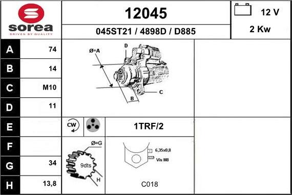 EAI 12045 - Motorino d'avviamento autozon.pro