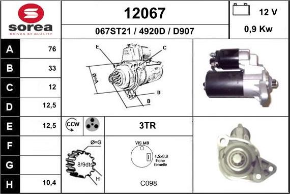 EAI 12067 - Motorino d'avviamento autozon.pro