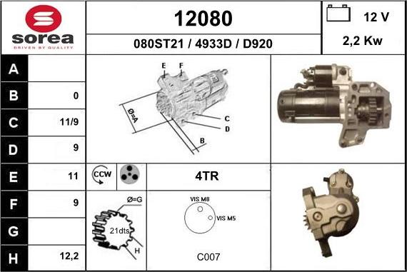 EAI 12080 - Motorino d'avviamento autozon.pro