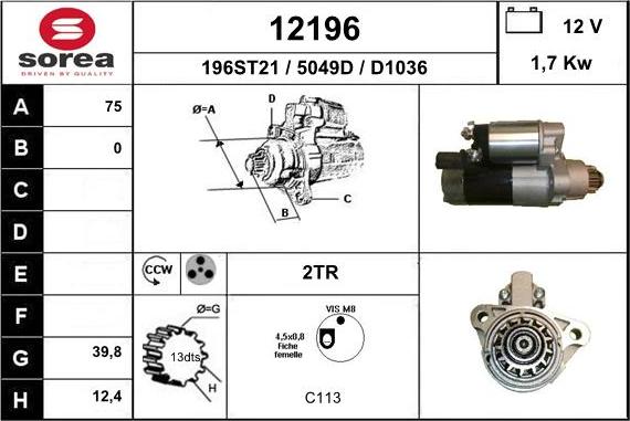 EAI 12196 - Motorino d'avviamento autozon.pro