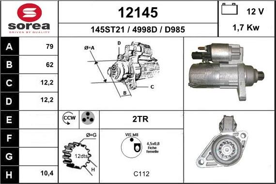 EAI 12145 - Motorino d'avviamento autozon.pro