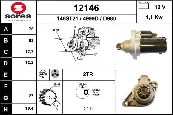 EAI 12146 - Motorino d'avviamento autozon.pro