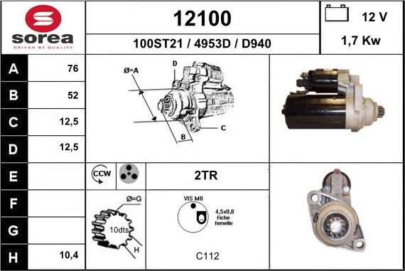 EAI 12100 - Motorino d'avviamento autozon.pro