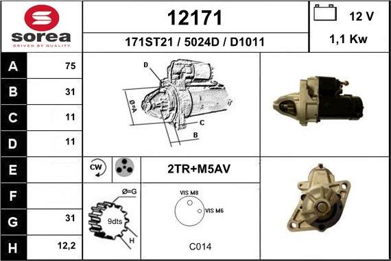 EAI 12171 - Motorino d'avviamento autozon.pro