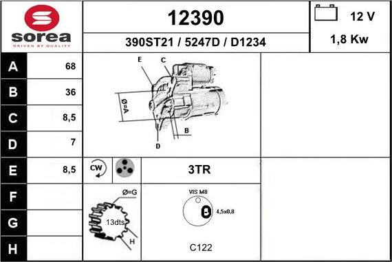 EAI 12390 - Motorino d'avviamento autozon.pro