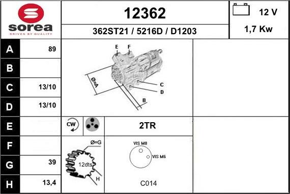 EAI 12362 - Motorino d'avviamento autozon.pro