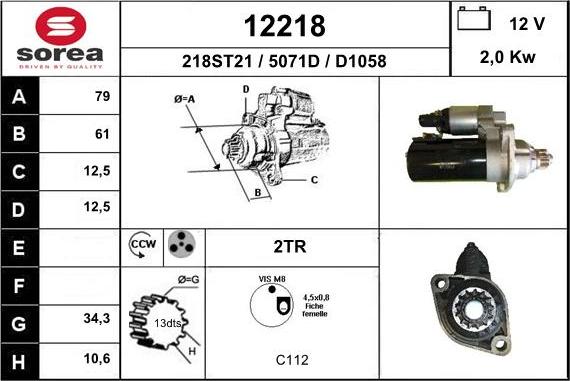 EAI 12218 - Motorino d'avviamento autozon.pro