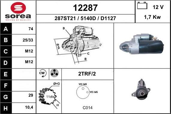 EAI 12287 - Motorino d'avviamento autozon.pro