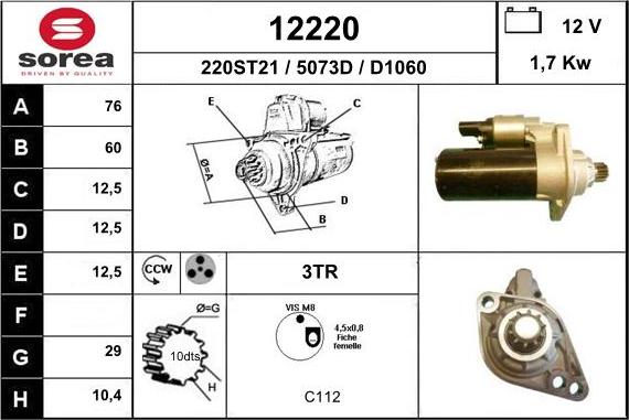 EAI 12220 - Motorino d'avviamento autozon.pro