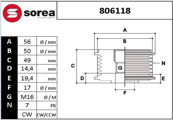 EAI 806118 - Puleggia cinghia, Alternatore autozon.pro