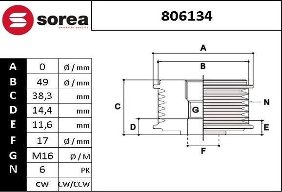 EAI 806134 - Puleggia cinghia, Alternatore autozon.pro