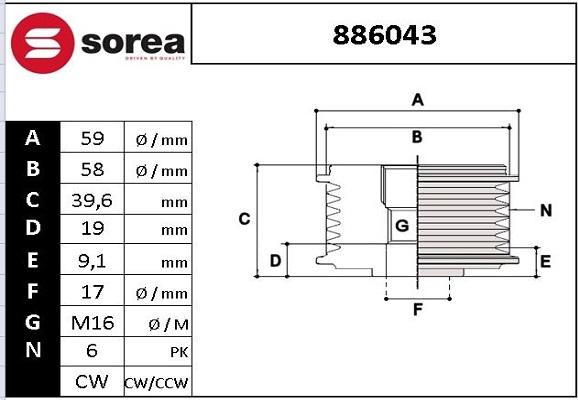 EAI 886043 - Puleggia cinghia, Alternatore autozon.pro