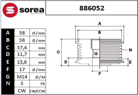 EAI 886052 - Puleggia cinghia, Alternatore autozon.pro