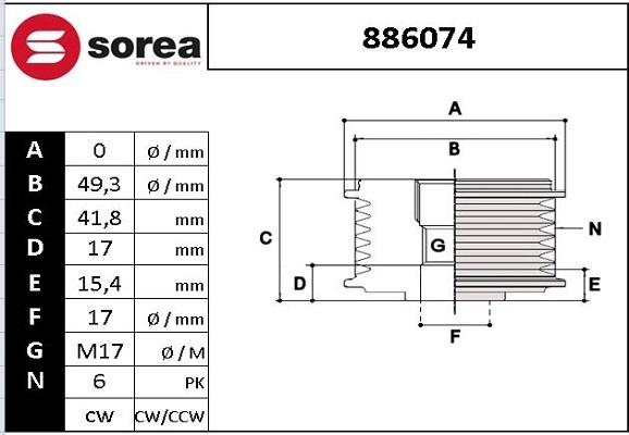 EAI 886074 - Puleggia cinghia, Alternatore autozon.pro