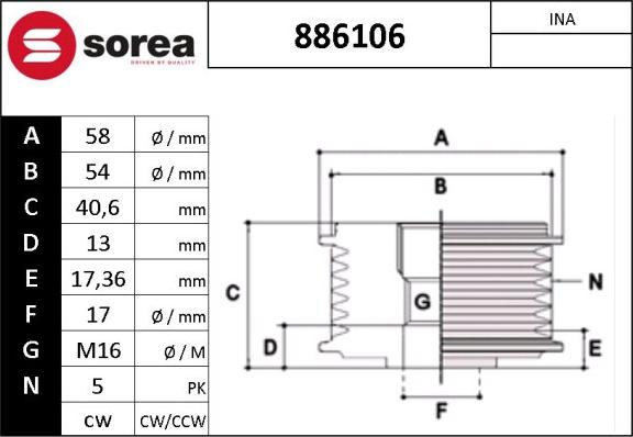 EAI 886106 - Puleggia cinghia, Alternatore autozon.pro