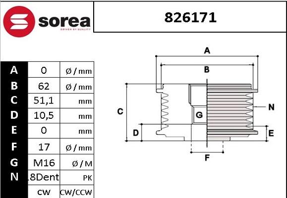 EAI 826171 - Puleggia cinghia, Alternatore autozon.pro