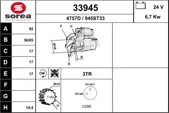 EAI 33945 - Motorino d'avviamento autozon.pro