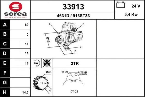 EAI 33913 - Motorino d'avviamento autozon.pro