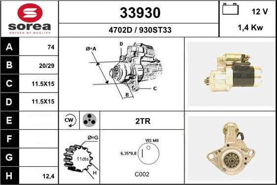 EAI 33930 - Motorino d'avviamento autozon.pro