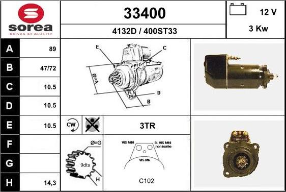 EAI 33400 - Motorino d'avviamento autozon.pro