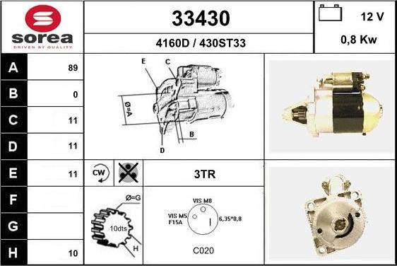 EAI 33430 - Motorino d'avviamento autozon.pro