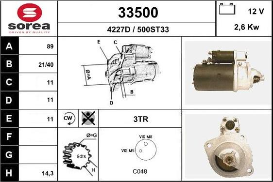 EAI 33500 - Motorino d'avviamento autozon.pro