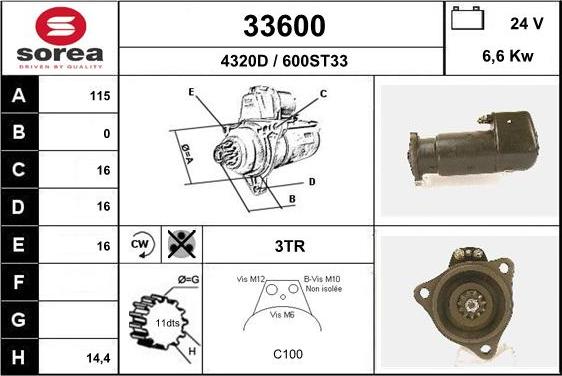 EAI 33600 - Motorino d'avviamento autozon.pro