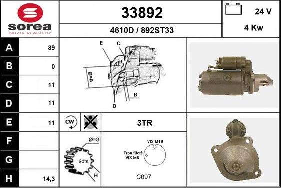 EAI 33892 - Motorino d'avviamento autozon.pro