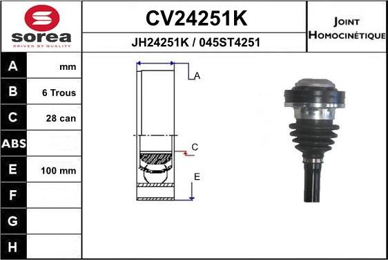 EAI CV24251K - Kit giunti, Semiasse autozon.pro