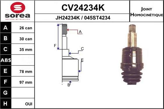 EAI CV24234K - Kit giunti, Semiasse autozon.pro