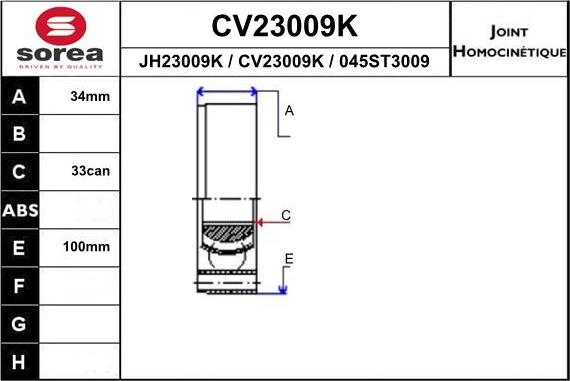 EAI CV23009K - Kit giunti, Semiasse autozon.pro