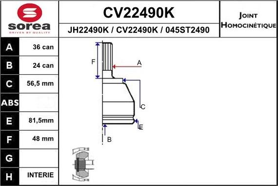 EAI CV22490K - Kit giunti, Semiasse autozon.pro