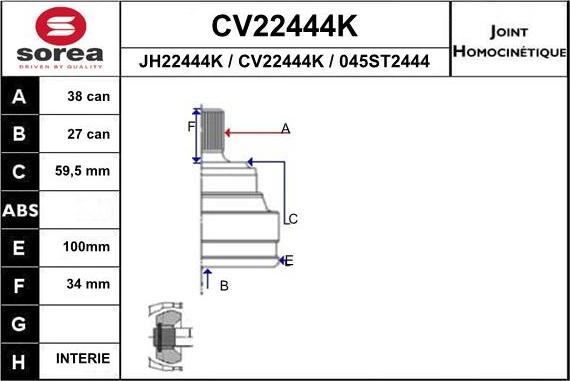 EAI CV22444K - Kit giunti, Semiasse autozon.pro