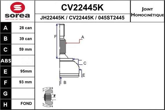 EAI CV22445K - Kit giunti, Semiasse autozon.pro