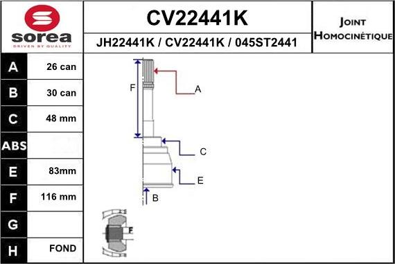 EAI CV22441K - Kit giunti, Semiasse autozon.pro