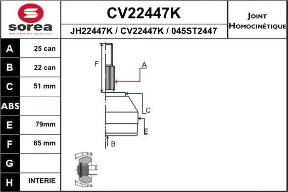 EAI CV22447K - Kit giunti, Semiasse autozon.pro