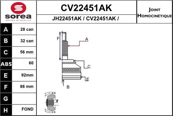 EAI CV22451AK - Kit giunti, Semiasse autozon.pro