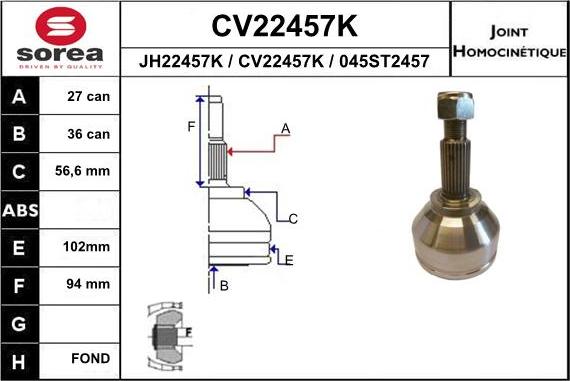 EAI CV22457K - Kit giunti, Semiasse autozon.pro