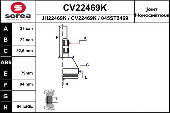 EAI CV22469K - Kit giunti, Semiasse autozon.pro