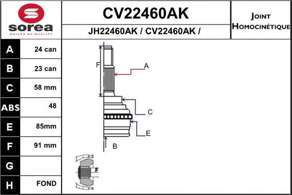 EAI CV22460AK - Kit giunti, Semiasse autozon.pro