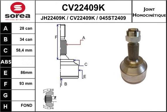 EAI CV22409K - Kit giunti, Semiasse autozon.pro